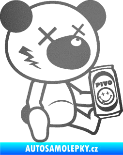 Samolepka Drunk bear 004 pravá medvěd s pivem grafitová metalíza