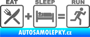 Samolepka Eat sleep run grafitová metalíza