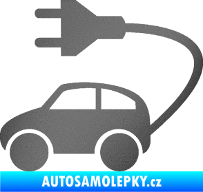 Samolepka Elektro auto 002 levá symbol zásuvka grafitová metalíza