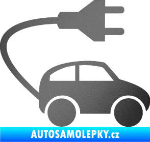 Samolepka Elektro auto 002 pravá symbol zásuvka grafitová metalíza