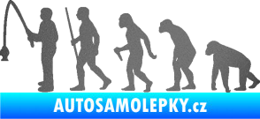 Samolepka Evoluce 005 rybář levá grafitová metalíza