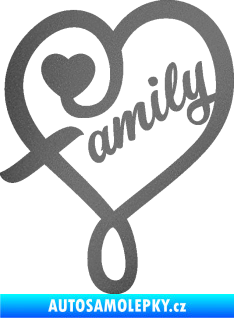 Samolepka Family 001 nápis se srdíčkem grafitová metalíza