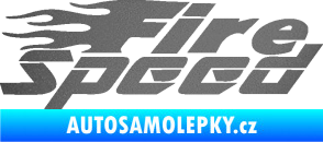 Samolepka Fire speed nápis s plameny grafitová metalíza
