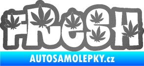 Samolepka Fresh 003 nápis s trávou grafitová metalíza