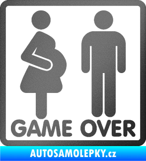 Samolepka Game over varianta jsem v tom grafitová metalíza