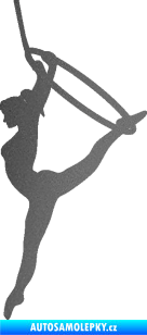 Samolepka Gymnastka 004 levá cvičení s kruhem grafitová metalíza