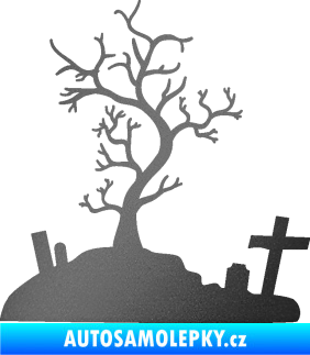 Samolepka Halloween 019 levá hřbitov grafitová metalíza