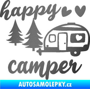 Samolepka Happy camper levá cestování grafitová metalíza