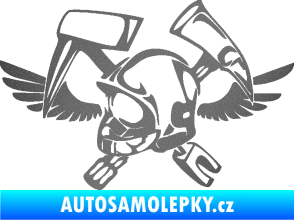 Samolepka Hasič 011 levá helma grafitová metalíza