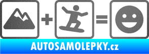 Samolepka Hory + snowboard = veselý smajlík grafitová metalíza