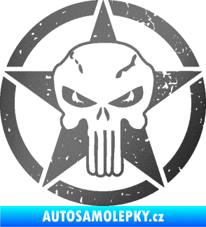 Samolepka Hvězda army 011 levá s lebkou grafitová metalíza