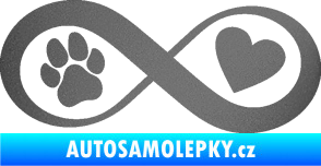 Samolepka Infinity 002 srdce a tlapka pravá grafitová metalíza