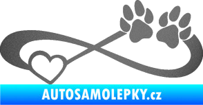 Samolepka Infinity 003 levá srdce a tlapky grafitová metalíza