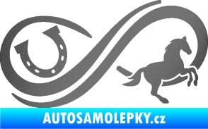 Samolepka Infinity 005 pravá koník s podkovou grafitová metalíza