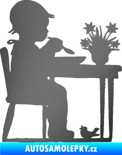 Samolepka Interiér 001 levá dítě u stolečku grafitová metalíza