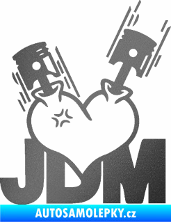 Samolepka JDM heart  grafitová metalíza