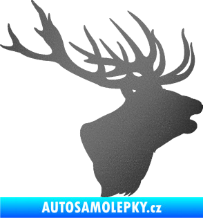 Samolepka Jelen 001 pravá silueta hlavy grafitová metalíza