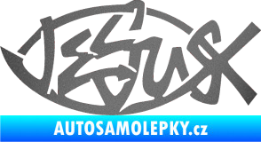 Samolepka Jesus rybička 001 křesťanský symbol grafitová metalíza
