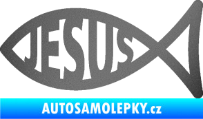 Samolepka Jesus rybička 003 křesťanský symbol grafitová metalíza