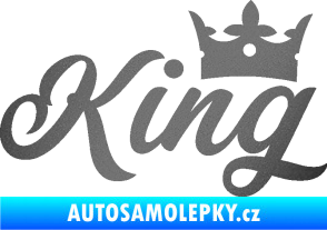 Samolepka King nápis s korunou grafitová metalíza