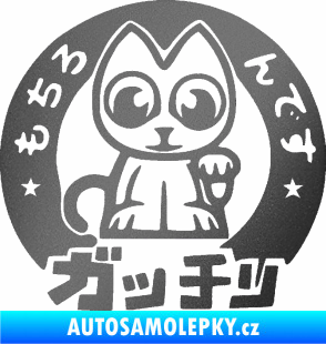 Samolepka Kočička lucky cat JDM 002  grafitová metalíza