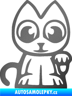 Samolepka Kočička lucky cat JDM pravá grafitová metalíza