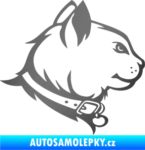 Samolepka Kočka 003 pravá grafitová metalíza