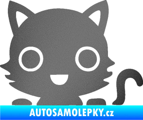 Samolepka Kočka 014 pravá kočka v autě grafitová metalíza