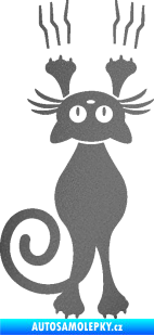 Samolepka Kočka 023 levá s drápanci grafitová metalíza