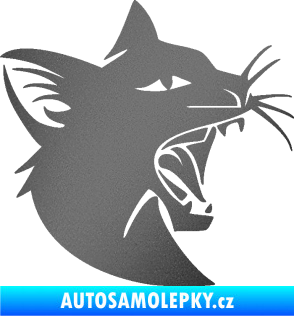 Samolepka Kočka 029  pravá rozzuřená grafitová metalíza