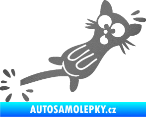 Samolepka Kočka přivřená do dveří pravá grafitová metalíza