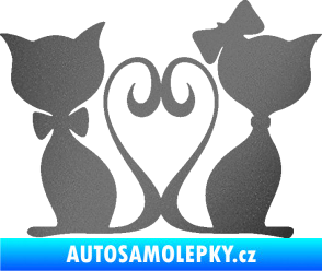 Samolepka Kočky love 002 levá spletené ocásky grafitová metalíza
