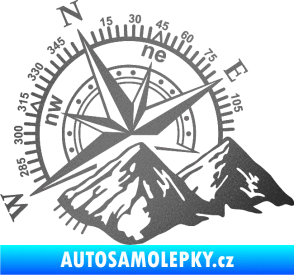 Samolepka Kompas 002 levá hory grafitová metalíza