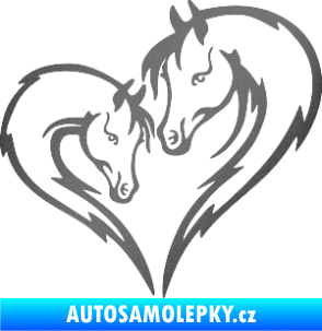Samolepka Koníci 002 - pravá srdíčko kůň s hříbátkem grafitová metalíza