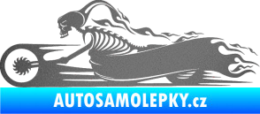 Samolepka Kostra na motorce s plameny levá grafitová metalíza