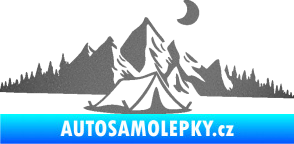 Samolepka Krajina hory 023 pravá kempování grafitová metalíza
