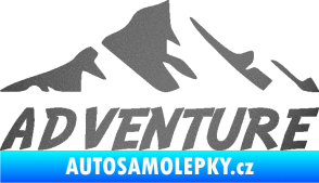 Samolepka Krajina hory 040 turistika, nápis Adventure grafitová metalíza