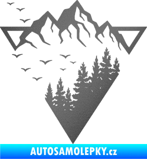 Samolepka Krajina hory 042 levá magický trojúhelník grafitová metalíza