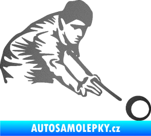 Samolepka Kulečník 001 pravá hráč s tágem grafitová metalíza