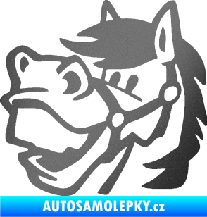 Samolepka Kůň 041 levá veselý grafitová metalíza