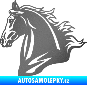 Samolepka Kůň 058 levá hlava s hřívou grafitová metalíza