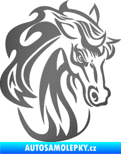 Samolepka Kůň 069 pravá hlava s hřívou grafitová metalíza