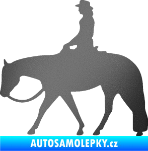 Samolepka Kůň 082 levá kovbojka na koni grafitová metalíza