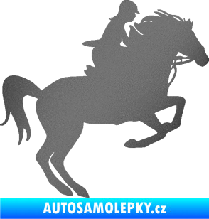 Samolepka Kůň 091 pravá skok grafitová metalíza