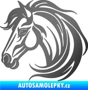 Samolepka Kůň 103 levá hlava grafitová metalíza
