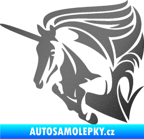 Samolepka Kůň jednorožec 001 levá grafitová metalíza