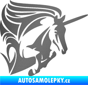 Samolepka Kůň jednorožec 001 pravá grafitová metalíza