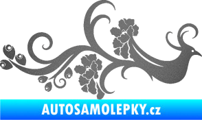 Samolepka Květina dekor 014 pravá páv grafitová metalíza