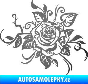 Samolepka Květina dekor 016 pravá růže grafitová metalíza