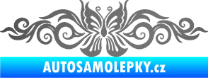 Samolepka Květina dekor 017 motýl grafitová metalíza
